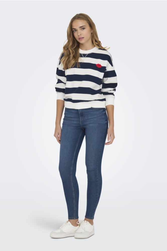 ONLSERENA L/S STRIPE O-NECK SWT 15307732 NAVAL ACADEMY/CLOUD DANCER